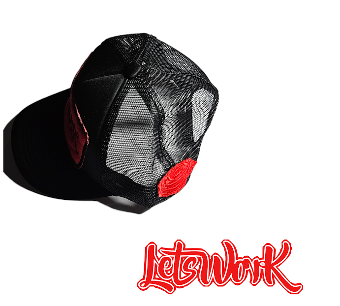 Black and Red Signature Trucker Hat